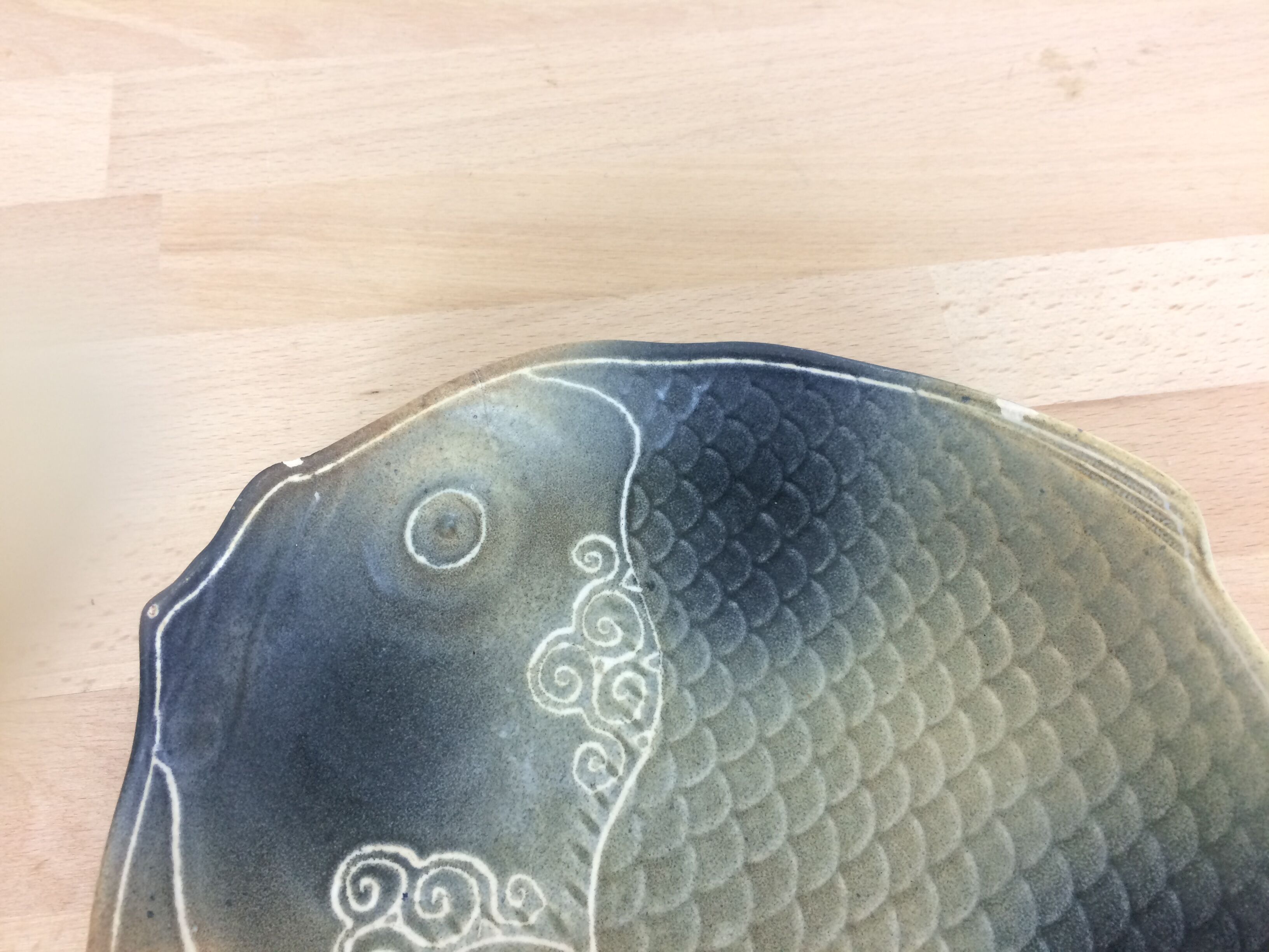 Fish dish in blue green ceramic