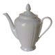 White porcelain teapot with acorn-shaped cap