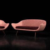 Vintage Mid-Century Space Age Velour Lounge Set from Paged, 1972, Set of 3