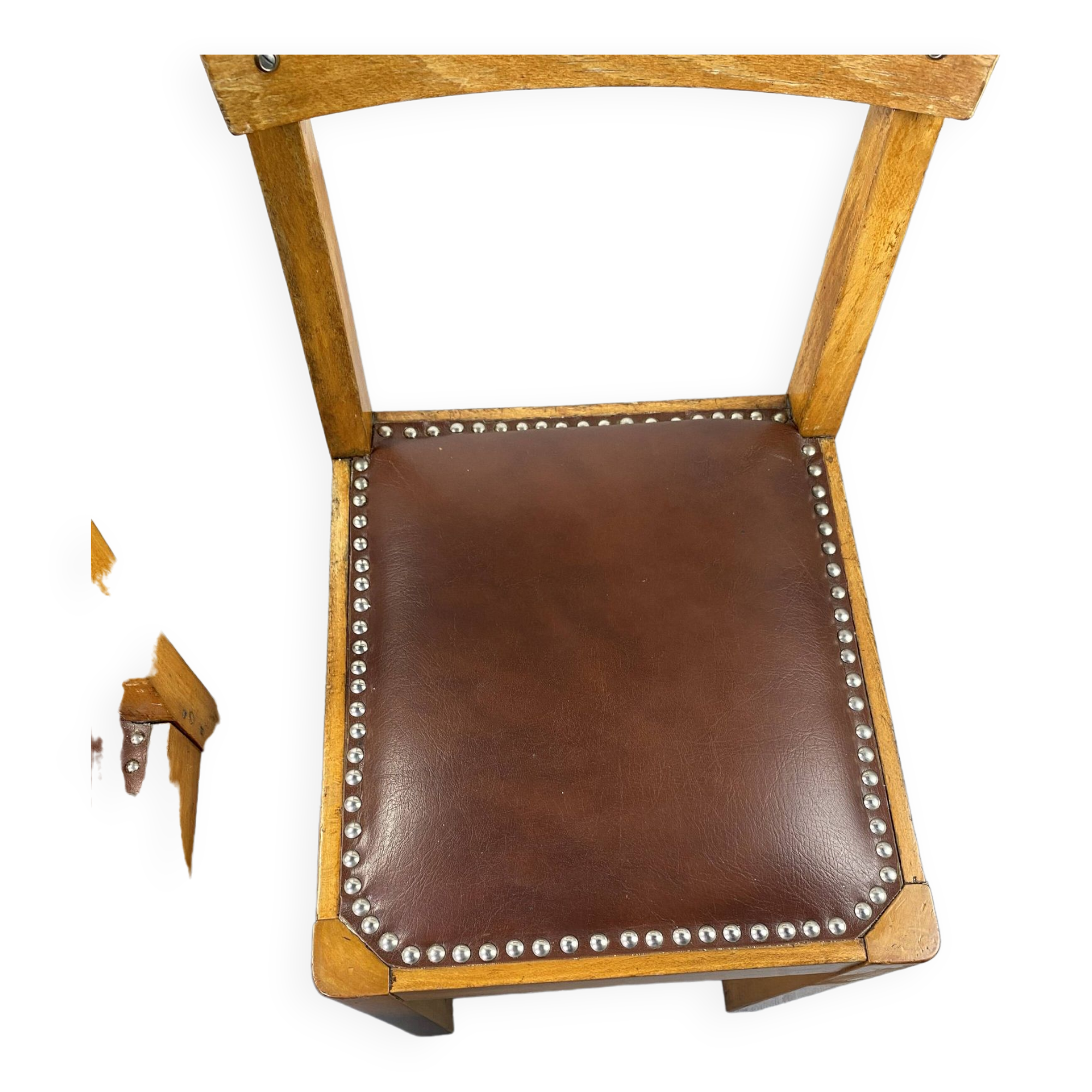 Wooden and leather chairs