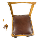 Wooden and leather chairs