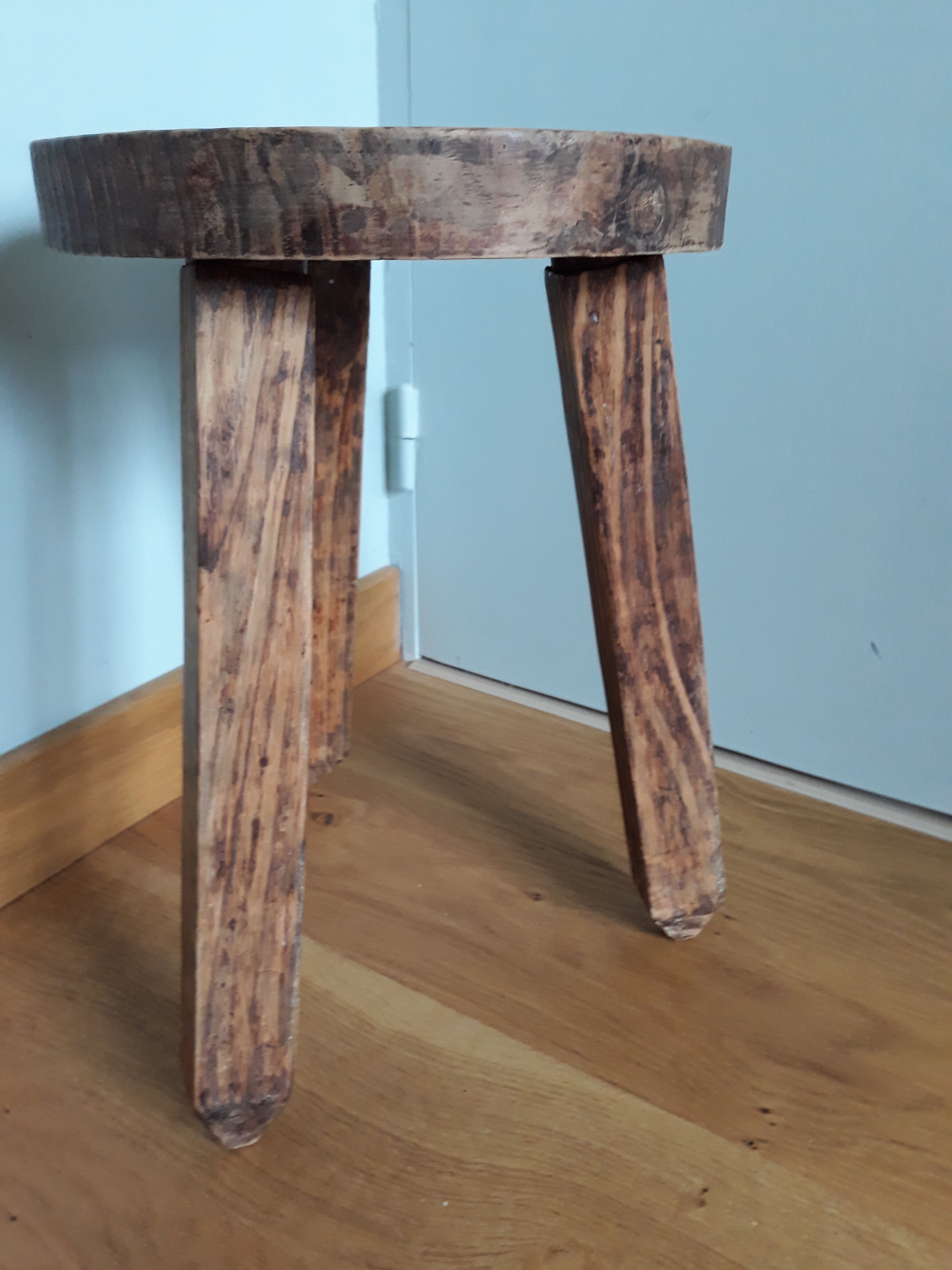 Brutalist tripod stool wabi sabi