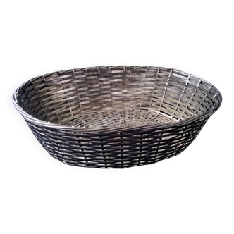 Bread basket, basket in braided silver metal wire
