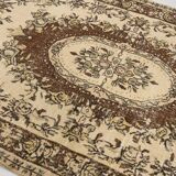 5x9 Cream & Brown Turkish Vintage Rug 162x260Cm SK 24779