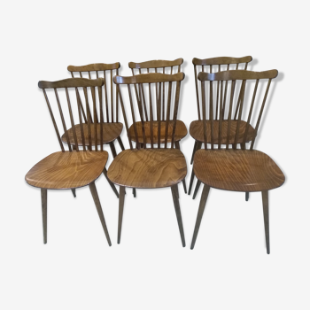 Suite de 6 chaises de Bistrot Baumann modèle Menuet année 1980