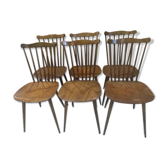 Suite of 6 chairs by Bistrot Baumann model Menuet year 1980