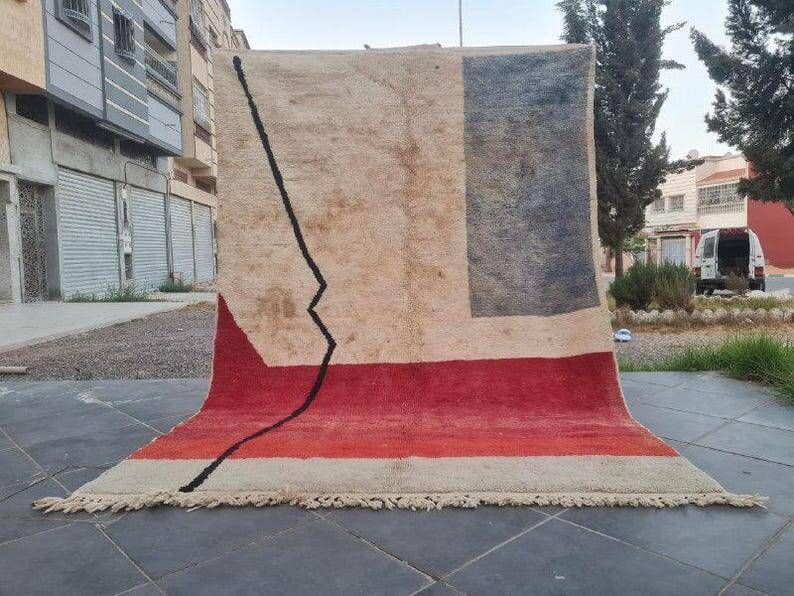 Large handmade Berber rug Beni Mrirt traditional 3/4 m