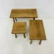 Set of nesting tables solid oak wood brutalist, 1970s