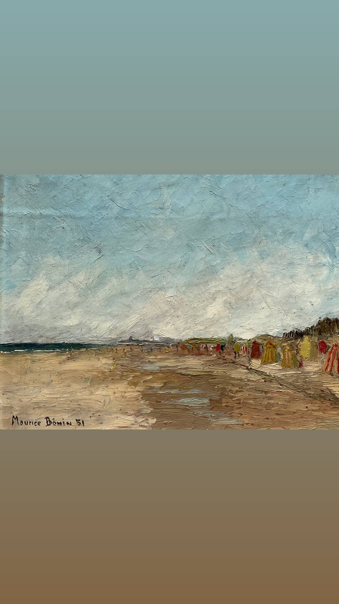 Maurice Bonin. Seaside 1951. Oil on panel 35 x 27cm