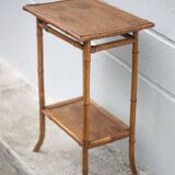 Bamboo and woven wicker table, vintage bamboo console, side table