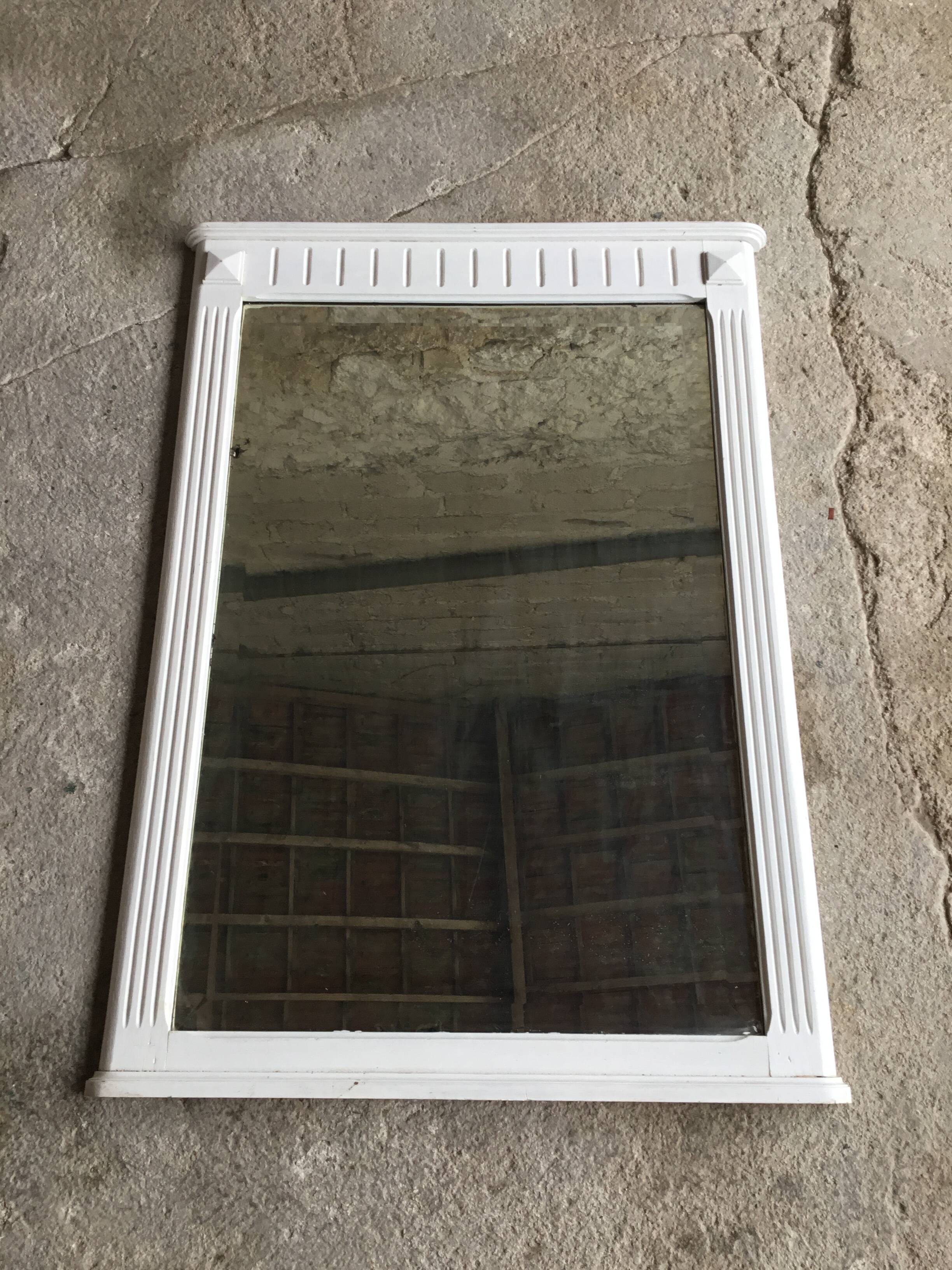 Mid-20th century white wooden fireplace trumeau