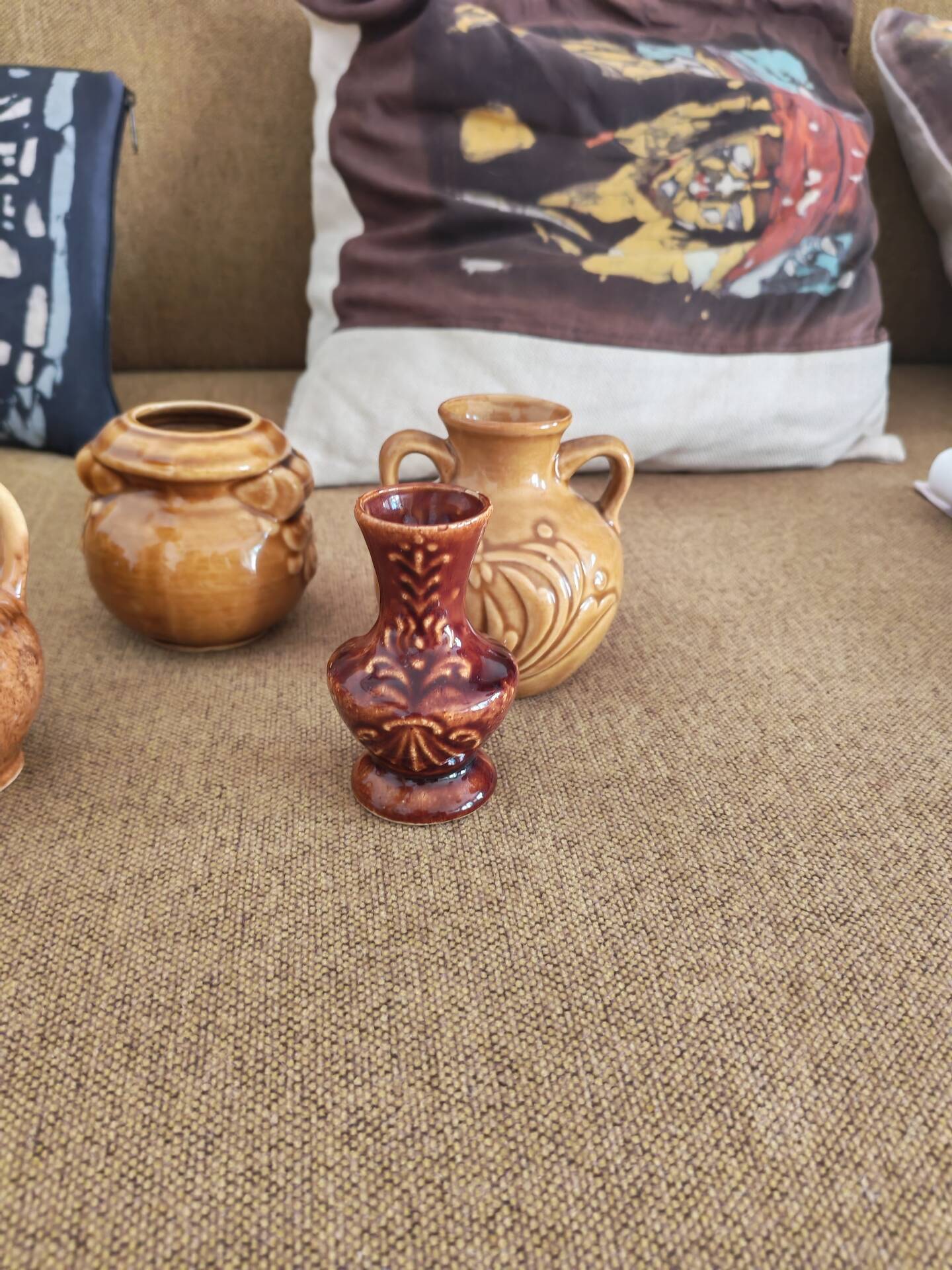 Lot de 5 mini vases pichets rétro en céramique émaillée 