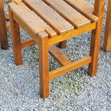 Set de 4 chaises des années 70 brutalistes en chêne