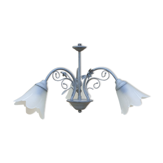 3-light ceiling light in grey patinated metal