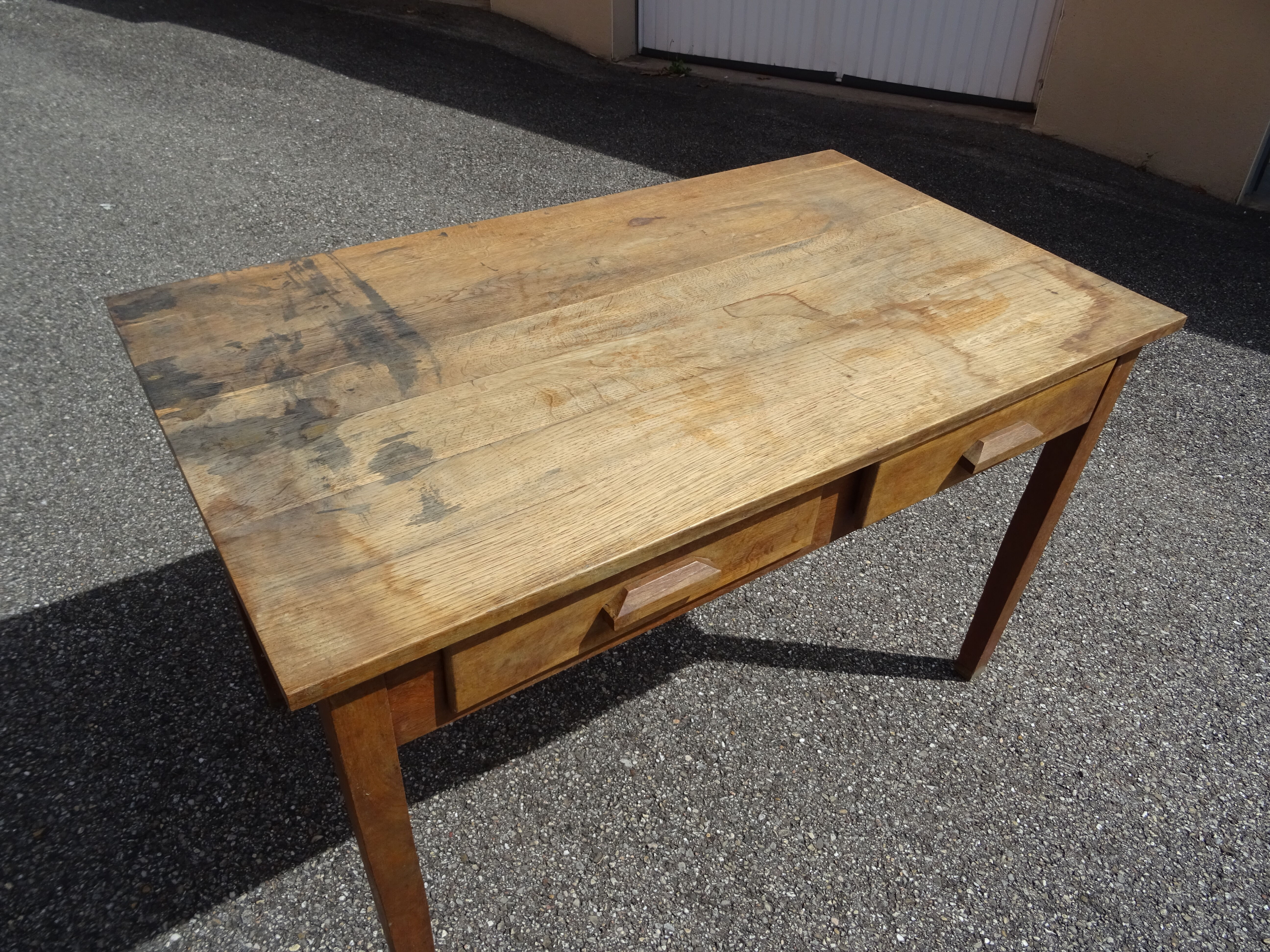 Country farmhouse table with 2 drawers