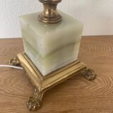Large Art Deco column lamp metal Onyx frost glass