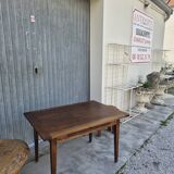 Antique rustic farmhouse table in solid oak with one drawer - 1m15