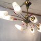 Lustre 8 brass lights and blown glass - 60s