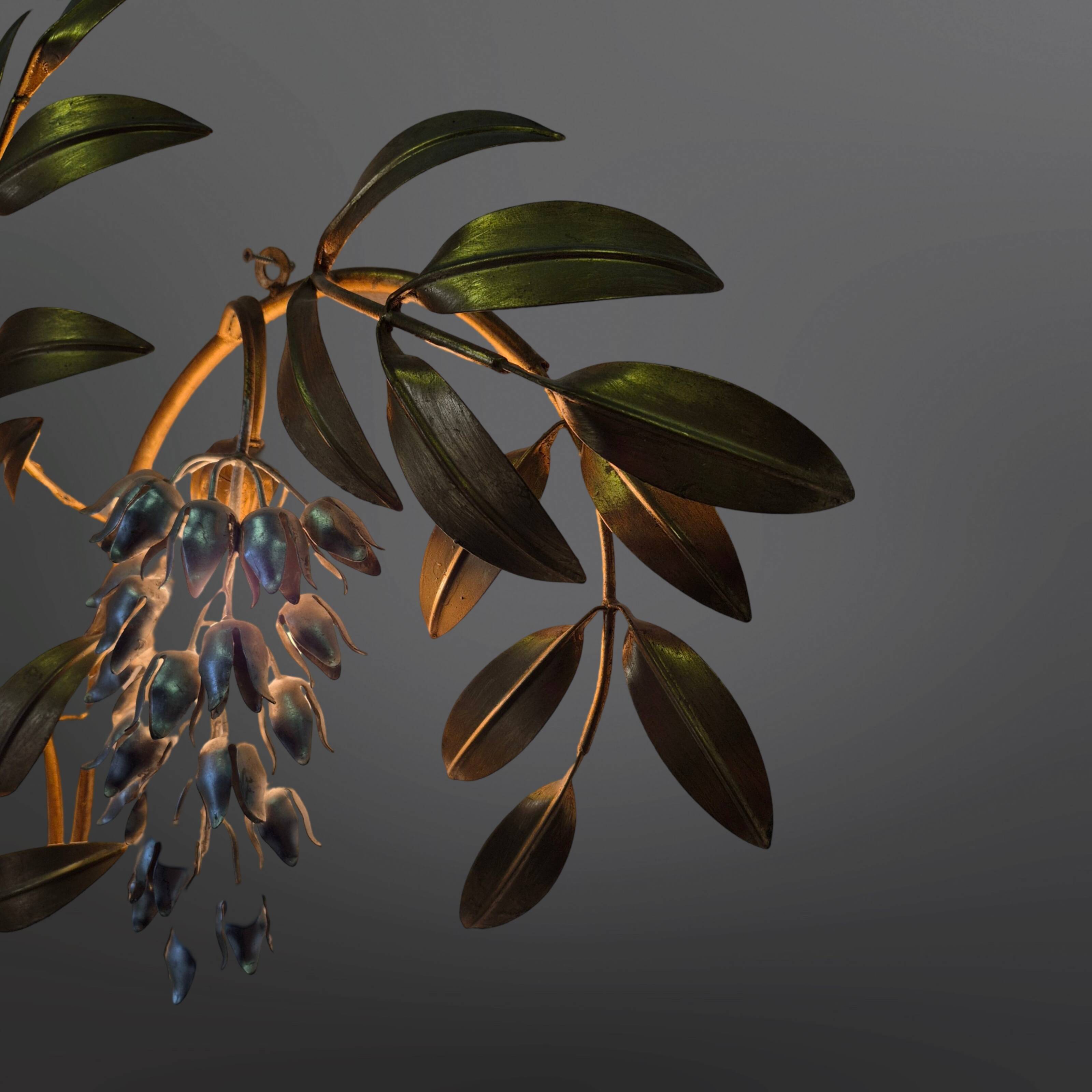 Grande applique murale dorée "Wisteria" de Hans Kögl, Allemagne années 1970