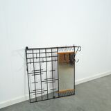 Wall coat rack vintage steel with mirror and shelf
