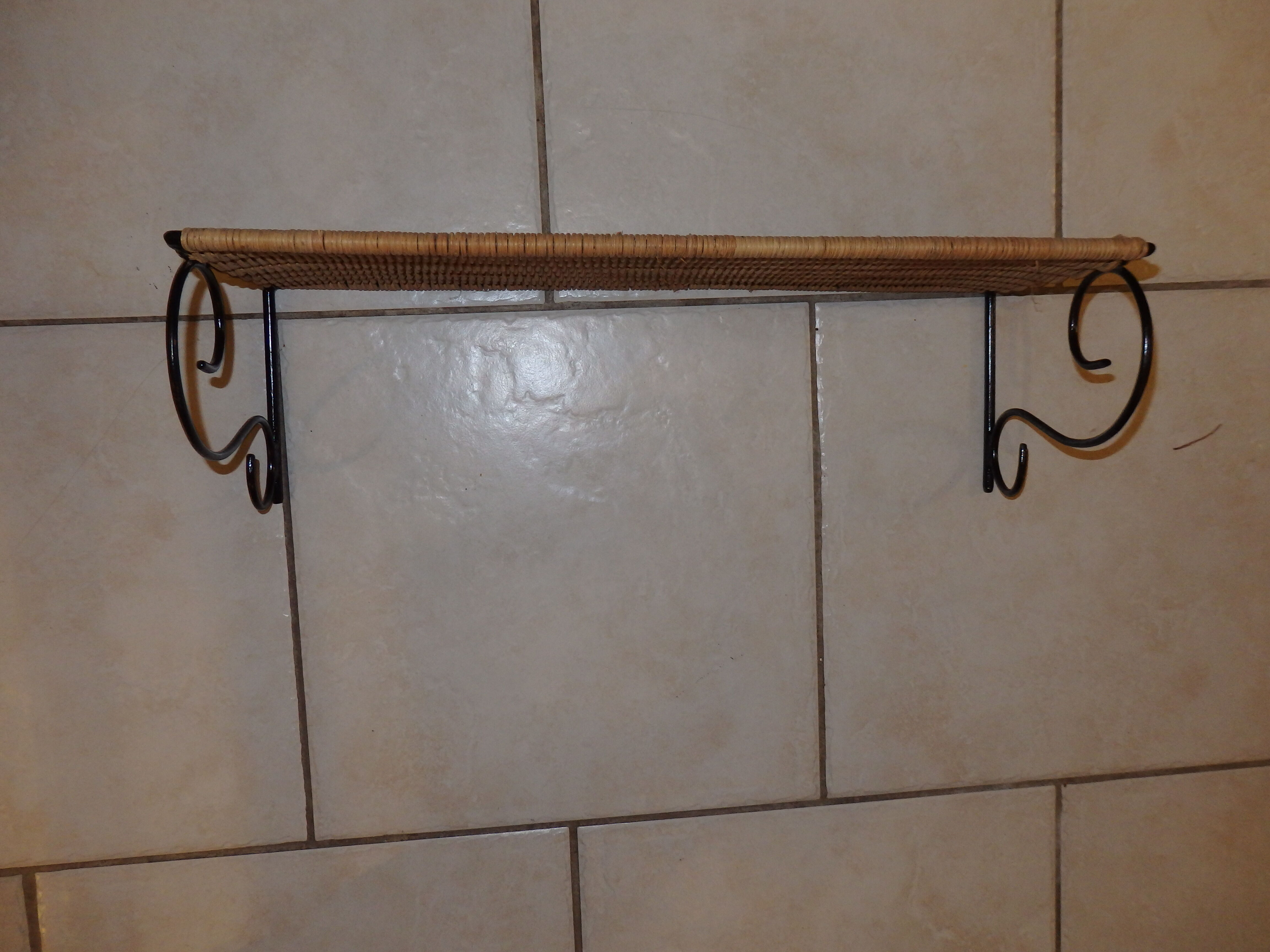 Vintage metal and rattan shelves