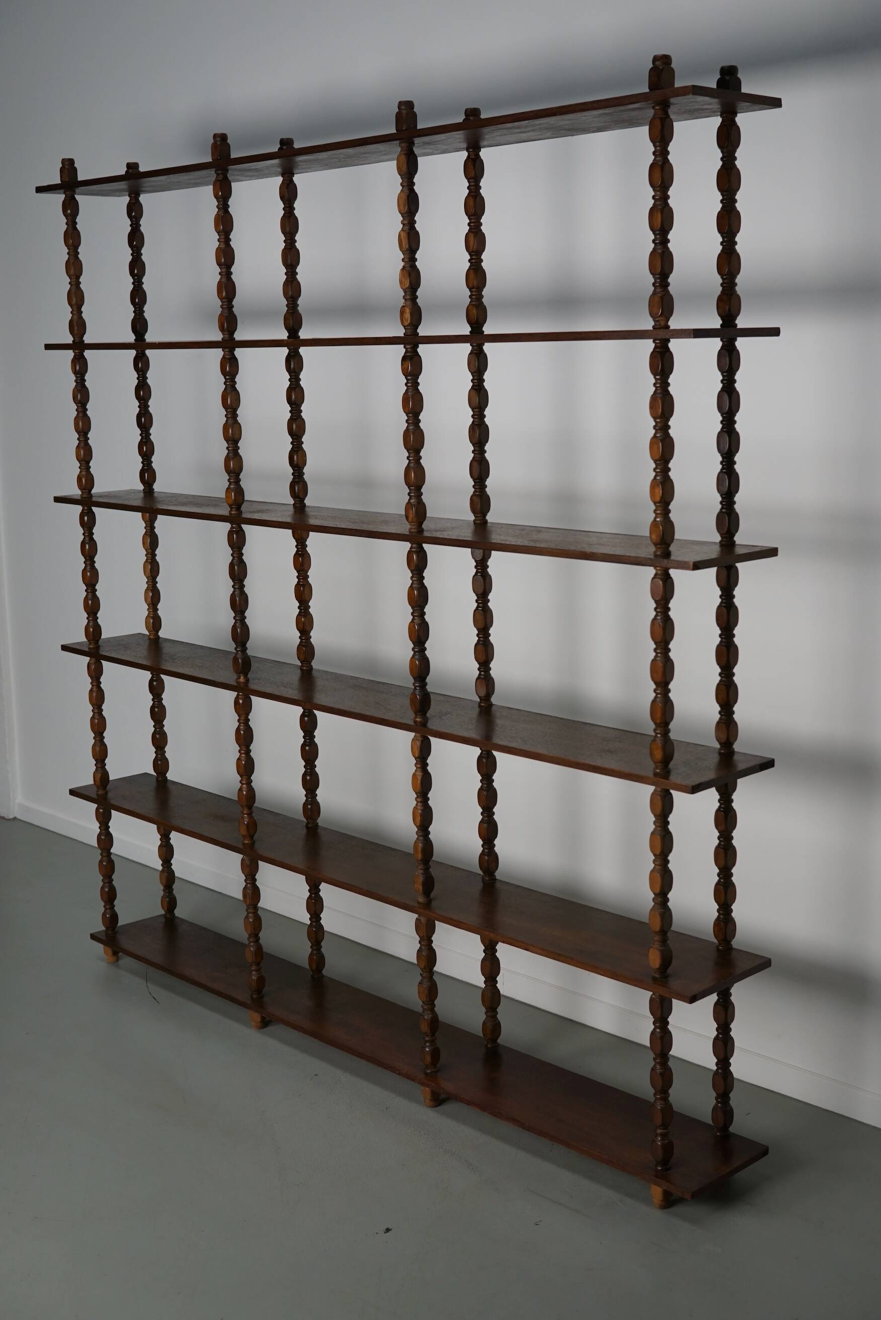 French Oak Mid-Century Bobbin Shelving Unit