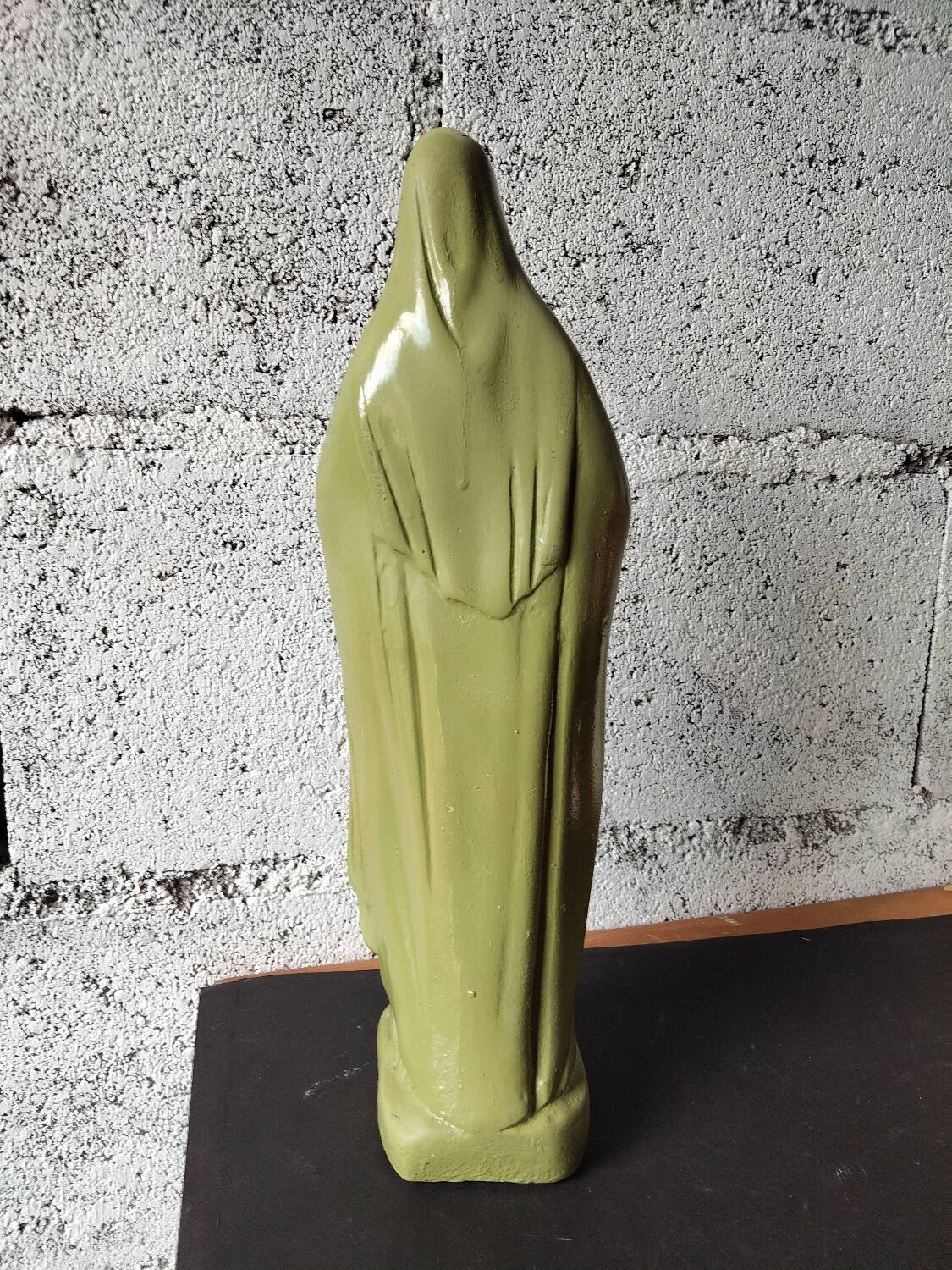 Ancient statue of Saint Thérèse of Lisieux – patinated olive green plaster