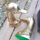 Paire serre livres canard vintage en laiton