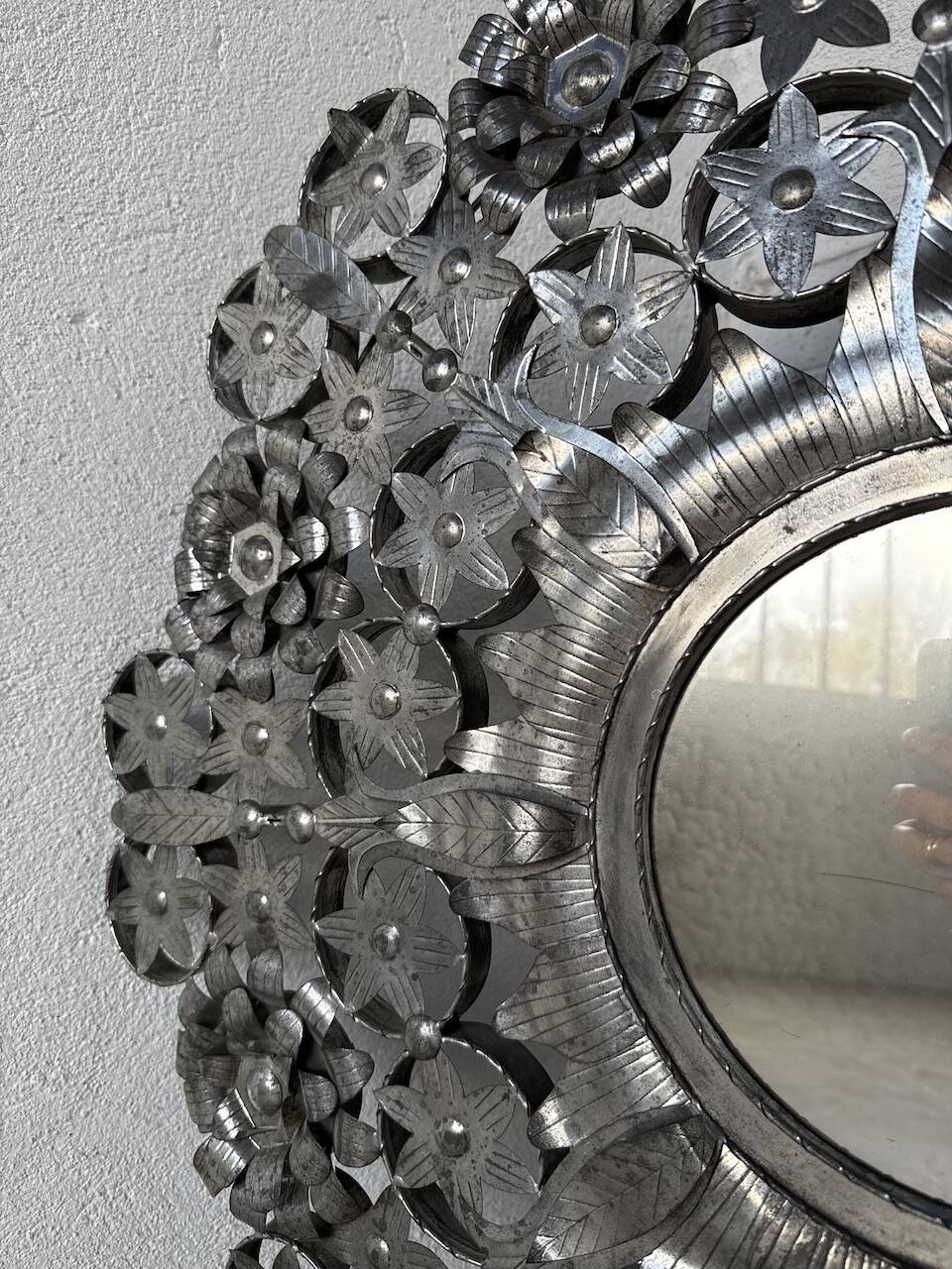 Vintage Mexican metal large mirror