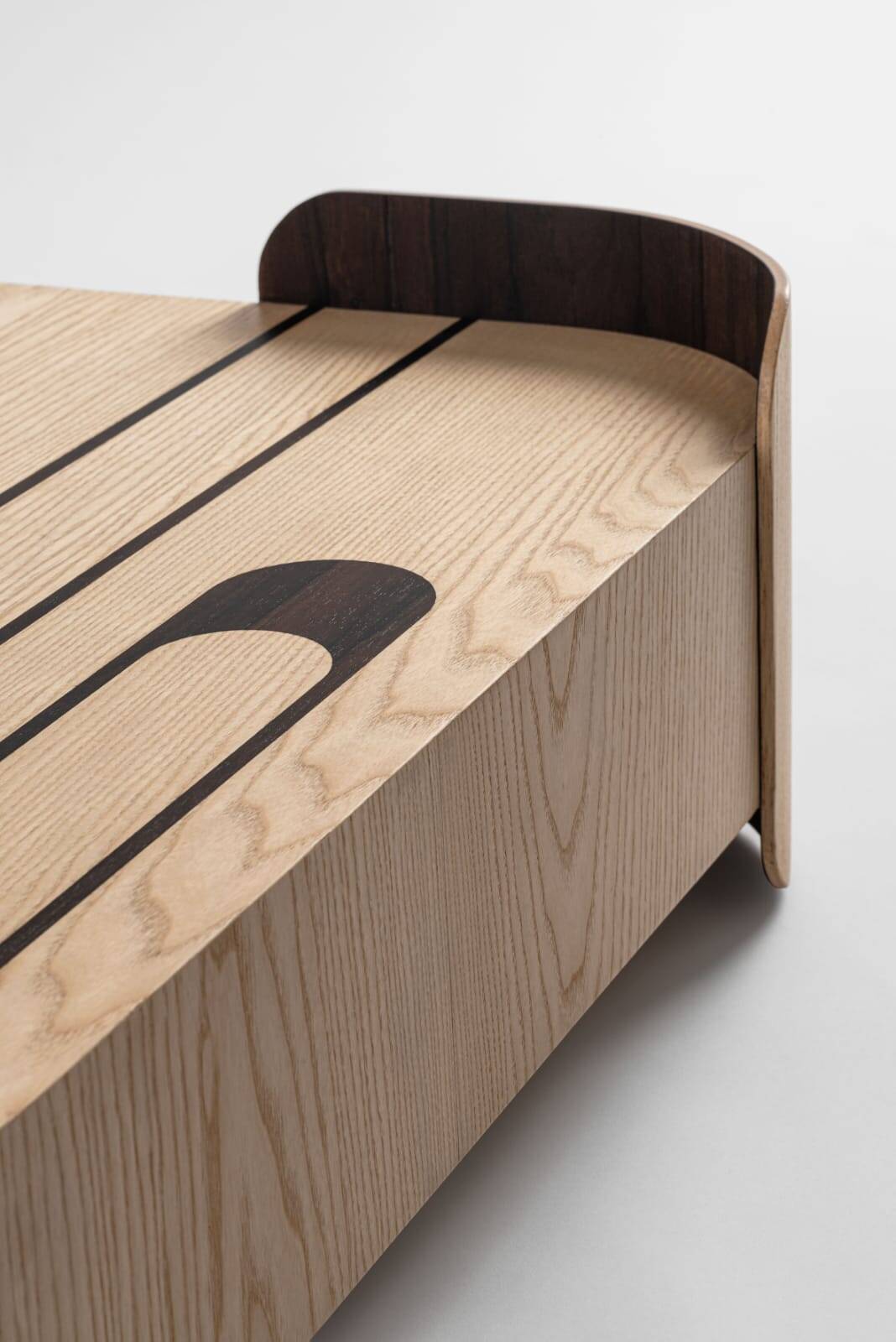 Coffee table in ash and green ebony