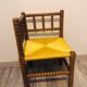 Vintage Art Deco corner chair in bobbin oak and straw, 1930s