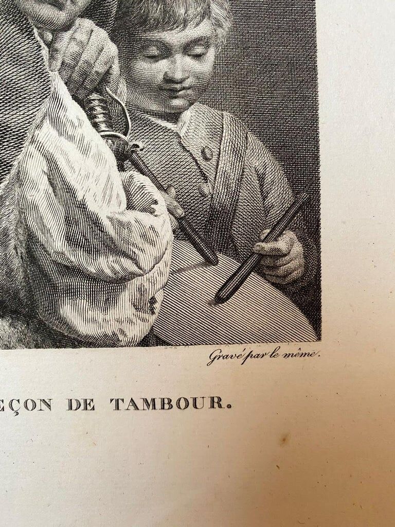Giuseppe Angeli, La leçon de Tambour, engraving by H. Lallemand, xiXth century
