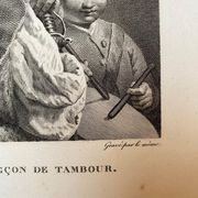 Giuseppe Angeli, La leçon de Tambour, engraving by H. Lallemand, xiXth century