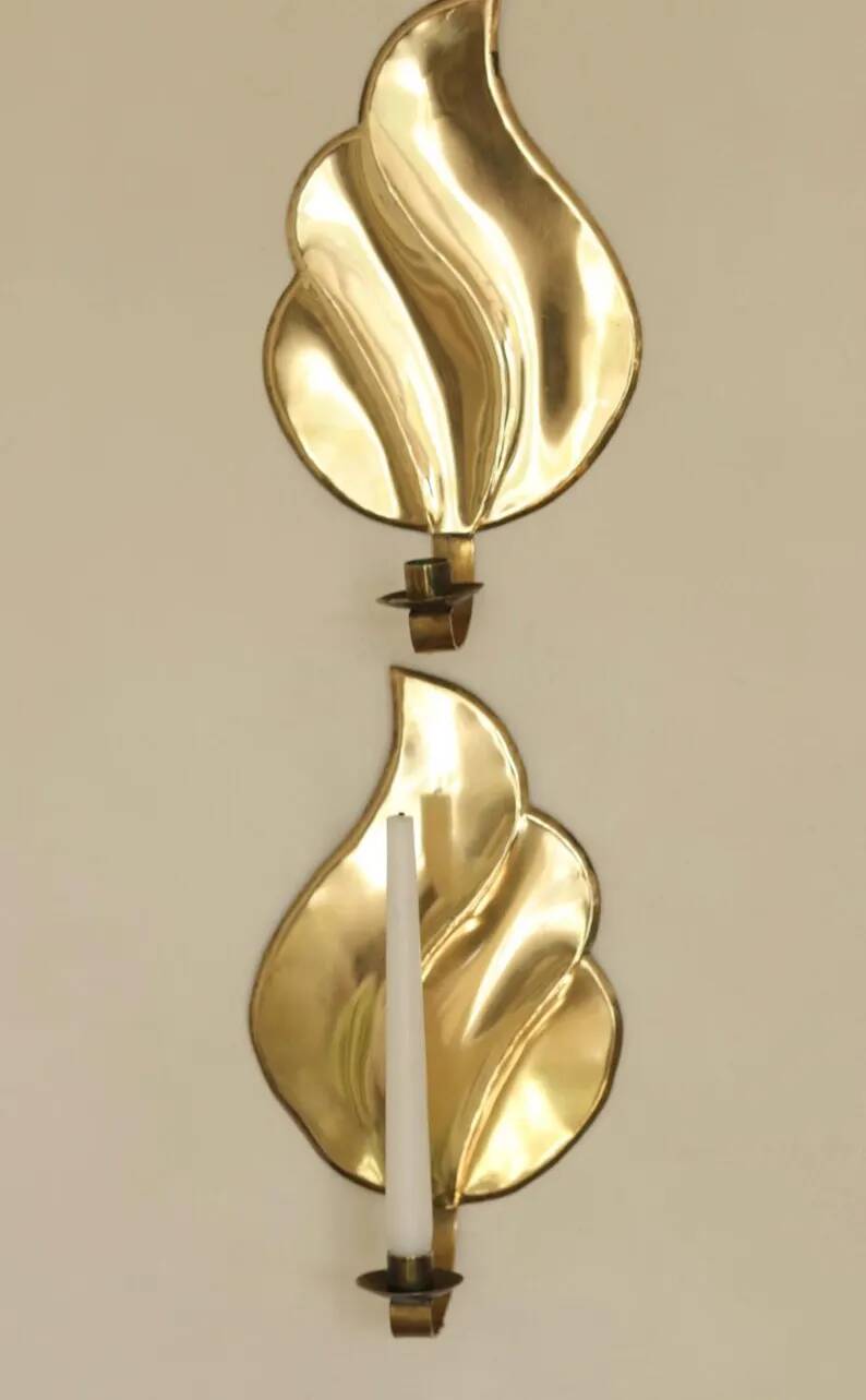 Pair of Swedish Mid-Century Brass Wall Sconces