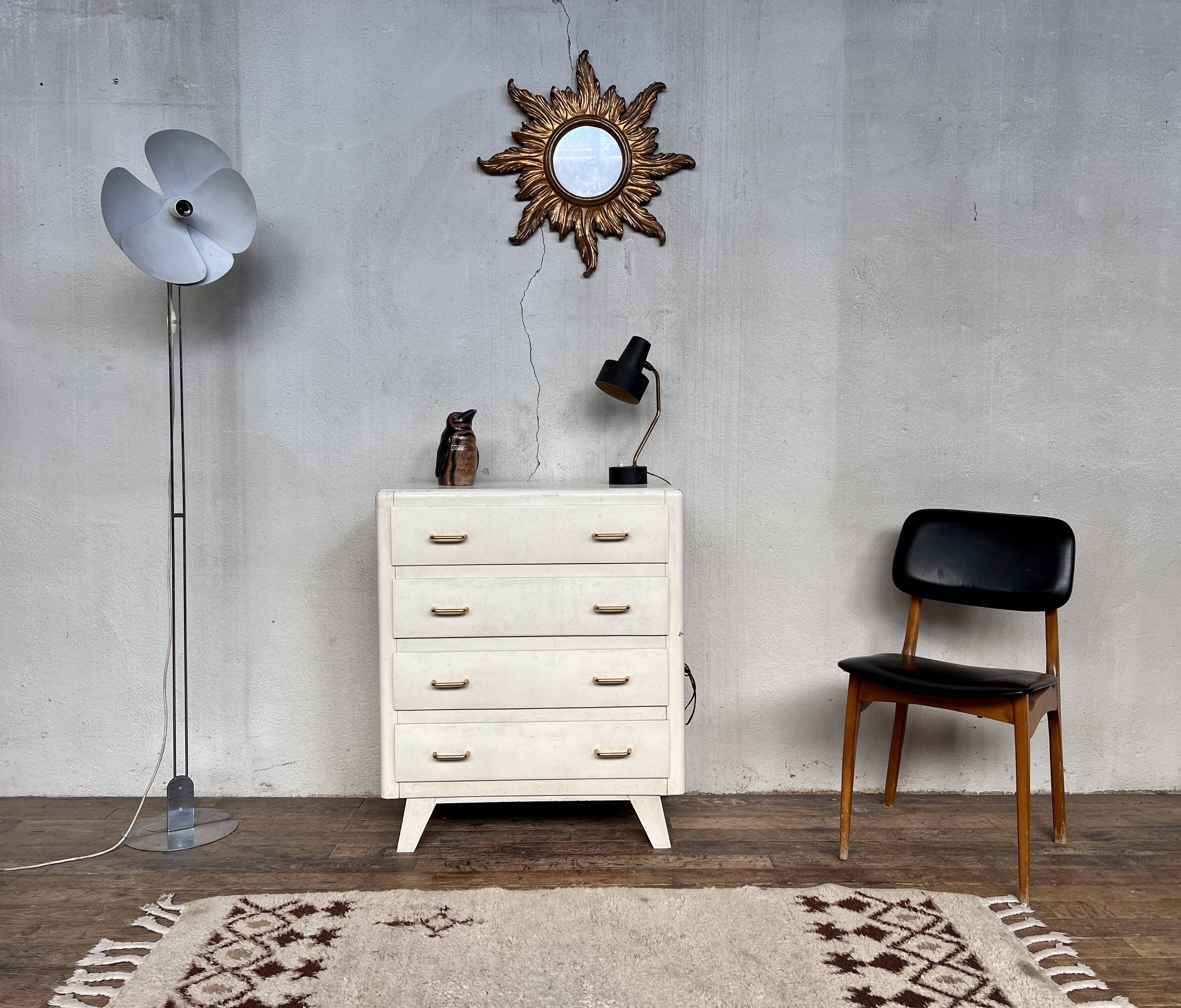 Vintage white chest of drawers feet compass 1960