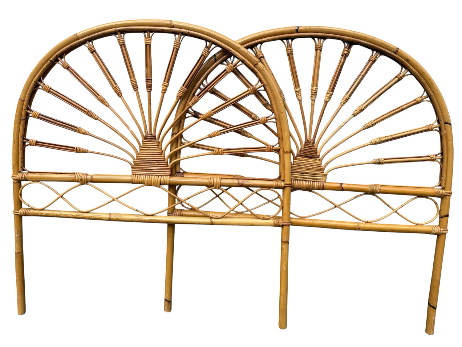 Pair of 1960s rattan headboards from France