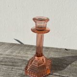Bougeoir Rosaline verre rose art déco