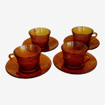 Set of 4 cups with vintage glass cups