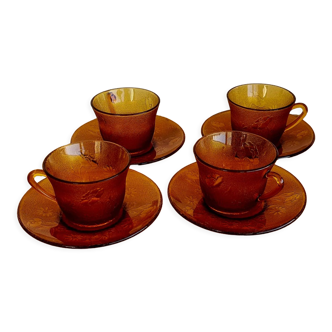 Set of 4 cups with vintage glass cups
