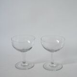 Magnificent set of 6 mismatched crystal champagne glasses 1930-1950 11 x 9 cm. In excellent condition