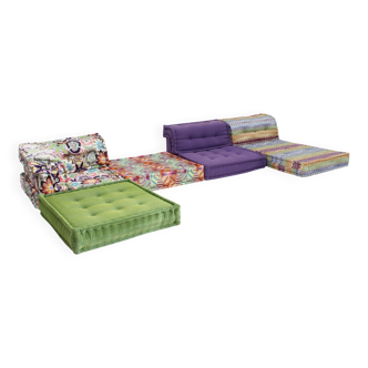 Canapé modulable Roche Bobois Mah Jong tissu Missoni design par Hans Hopfer