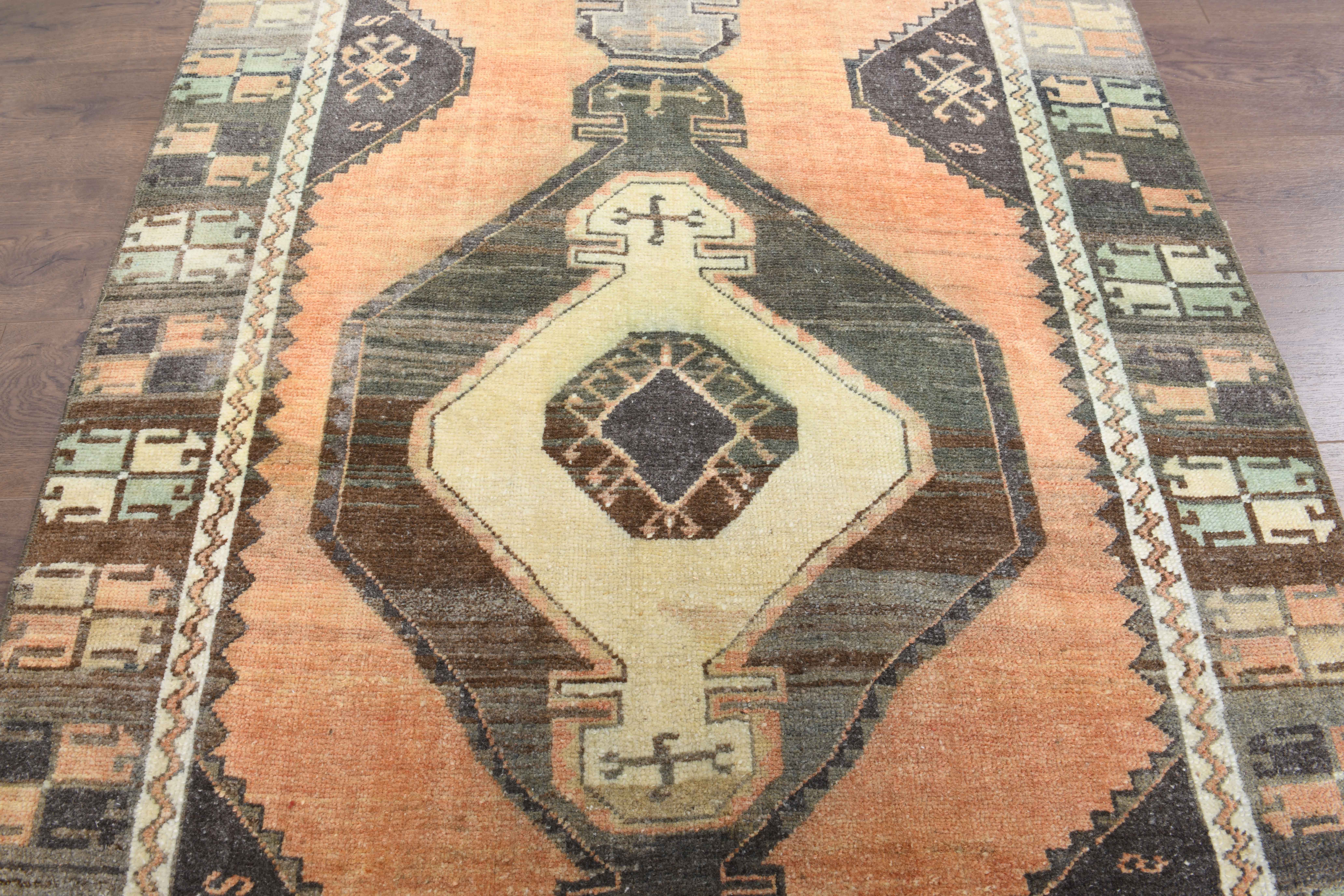 1980s anatolian vintage runner rug 112x358 cm
