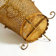 Large Mid-Century Regency umbrella stand made of gilded metal, Italy 1960s