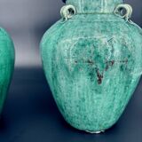 Pair of ancient turquoise glazed stoneware vases, China, late 19th century.