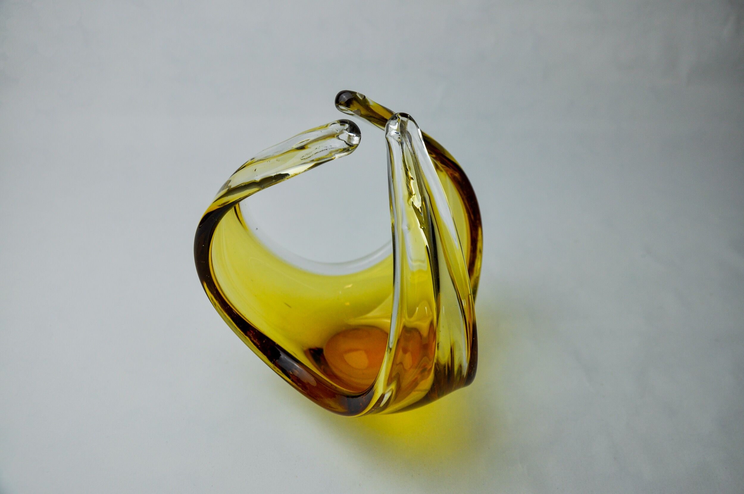 Centre de table par seguso en verre de murano jaune, italie, 1970