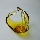 Centre de table par seguso en verre de murano jaune, italie, 1970