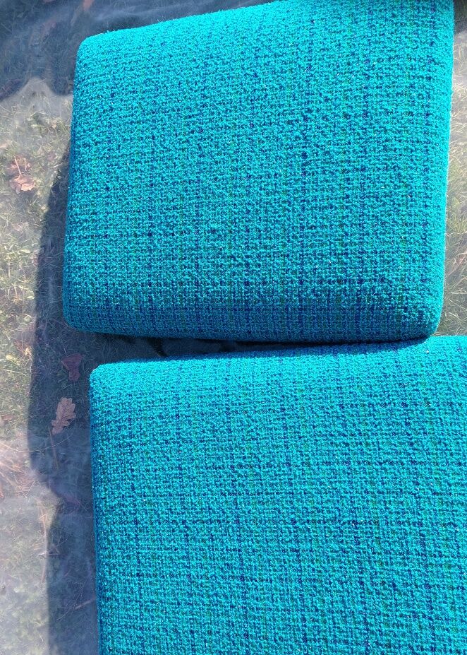 Norwegian living room set in blue fabric, vintage scandinavian 1960s