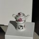 Complete porcelain teapot and warmer with pink floral decoration H18