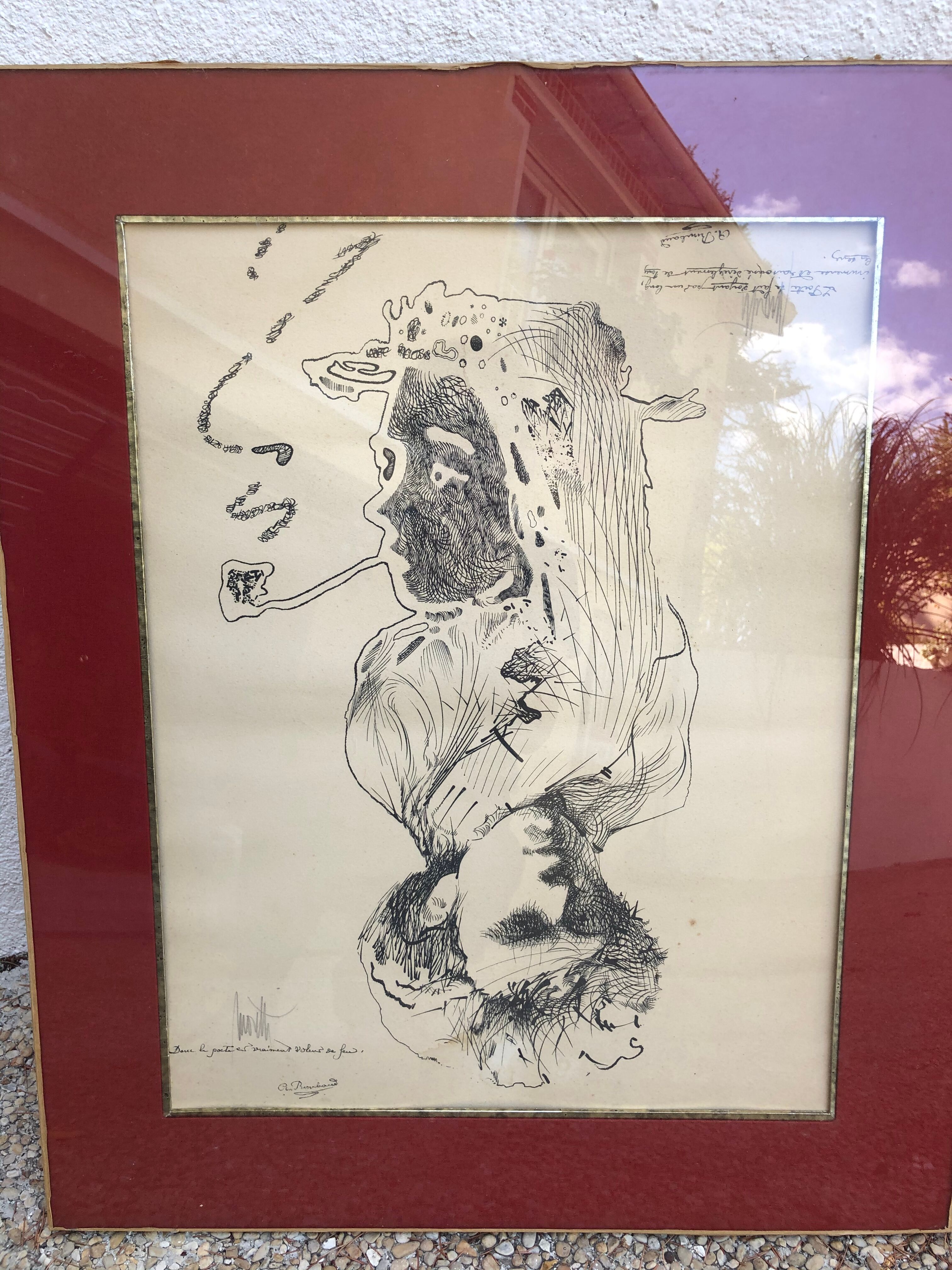 Lithograph Moretti Rimbaud / Verlaine