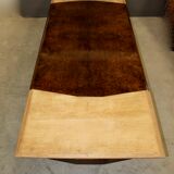 Art deco table in mahogany and elm magnifying glass circa 1930
